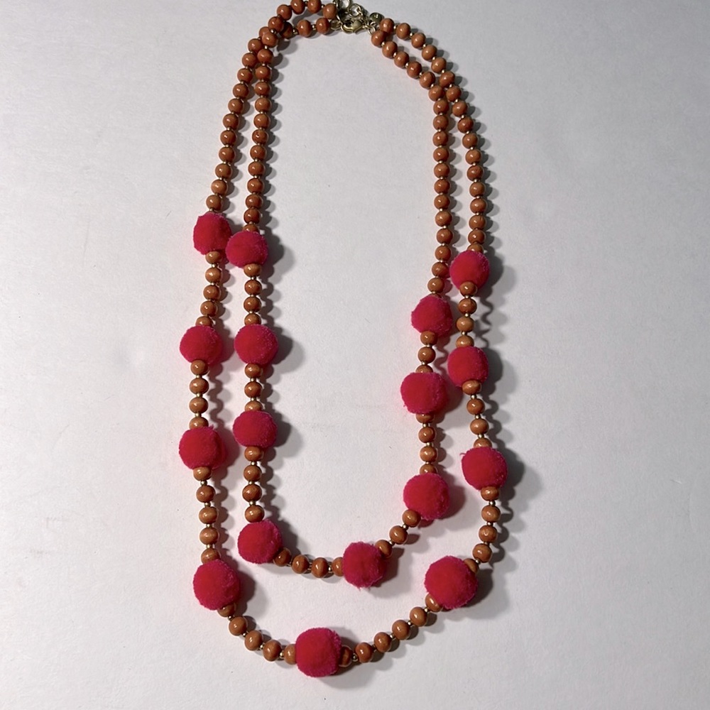J crew pink pom necklace, NWOT